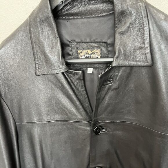 Spectra | Vintage Black Leather Jacket Florence, Italy Men XL Buttoned Biker - Picture 3 of 5